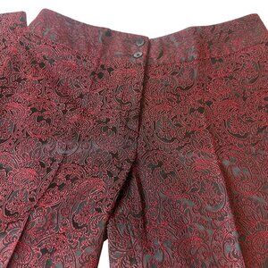 Harolds Womens Sz 10 Red & Black Dark Floral Textured Dress Pants Timeless *Zoom